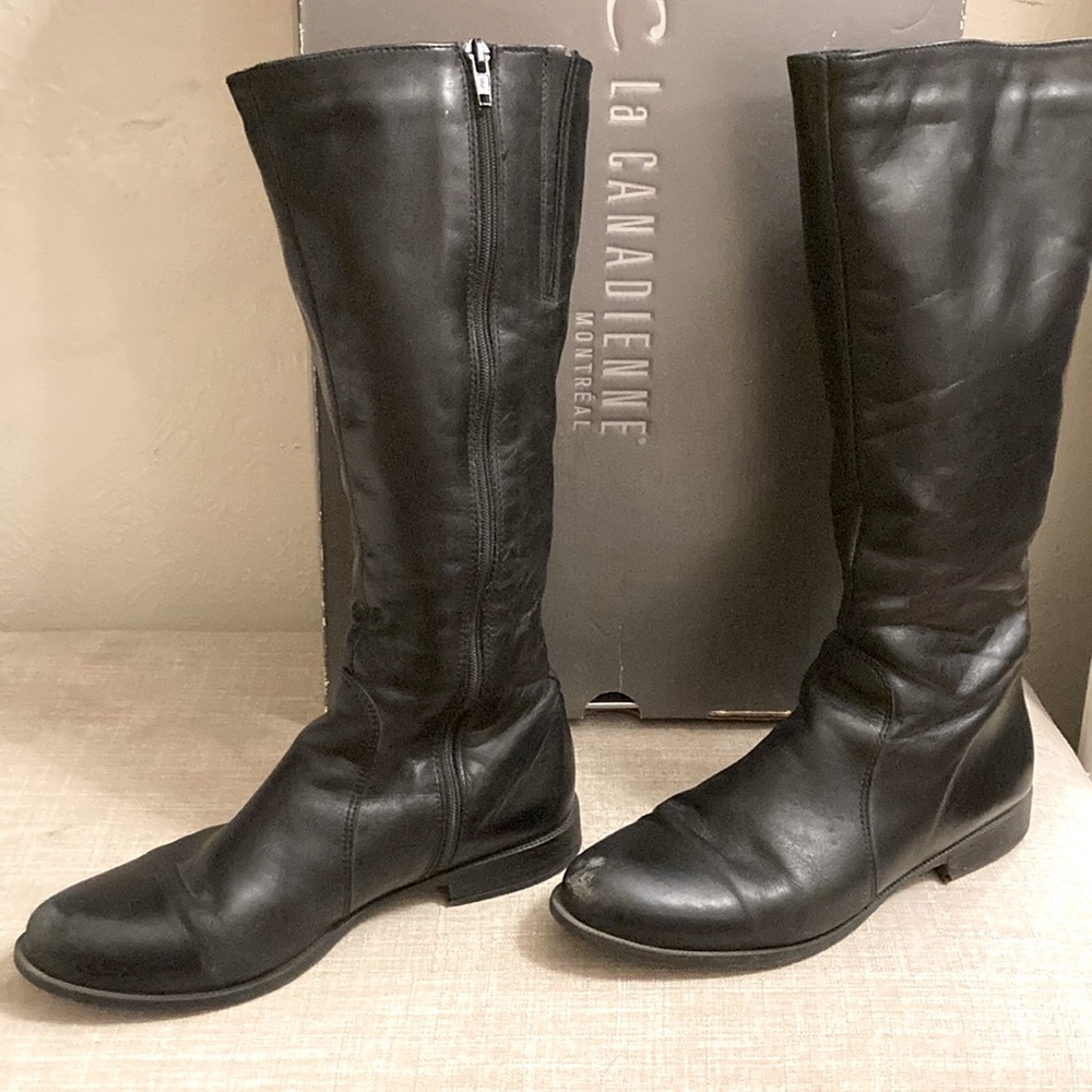 La Canadienne Lauren calf boots black leather low heel 8M